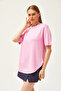 Women's Candy Pink Modal Buttoned Soft Texture Six Oval T-Shirt TSH-19000771 - 4