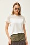 Women's Ecru Top Scallop Sleeve Flounced T-shirt BLZ-19000979 - 6