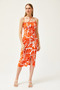 Women's Orange Thin Strap Collar Tied Slit Midi Dress ELB-19002126 - 3