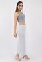 Women's Gray Cotton Corded Knitted Slit Pencil Skirt - 2