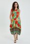 Women's Green Floral Patterned Sleeveless Balloon Dress
