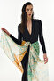 Ivy Stripes Leaves Pattern Mint Green Cotton Wrap - 4