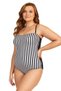 Striped Large Size Strapless Swimsuit