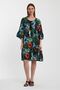 Women's Green Three-Quarter Sleeve Floral Print Oversize Loose Midi Dress