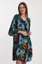 Women's Green Three-Quarter Sleeve Floral Print Oversize Loose Midi Dress - 3