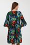 Women's Green Three-Quarter Sleeve Floral Print Oversize Loose Midi Dress - 6