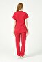 Pomegranate Flower Lycra Scrubs Cargo Pocket Doctor Nurse Uniform Bat Sleeve Set Unisex - 4