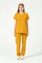 Mustard Lycra Scrubs Cargo Pocket Doctor Nurse Uniform Bat Sleeve Set Unisex - 2