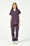 Plum Lycra Scrubs Cargo Pocket Doctor Nurse Uniform Bat Sleeve Set Unisex