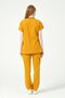Mustard Lycra Scrubs Cargo Pocket Doctor Nurse Uniform Bat Sleeve Set Unisex - 4