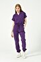 Purple Lycra Scrubs Cargo Pocket Jogger Leg Doctor Nurse Uniform Bat Sleeve Set Unisex - 5