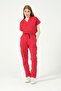 Pomegranate Flower Lycra Scrubs Cargo Pocket Doctor Nurse Uniform Bat Sleeve Set Unisex - 5