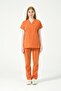 Salmon Lycra Scrubs Cargo Pocket Doctor Nurse Uniform Bat Sleeve Set Unisex - 2