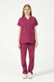Cherry Lycra Scrubs Cargo Pocket Doctor Nurse Uniform Bat Sleeve Set Unisex - 2
