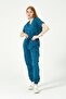 Turquoise Lycra Scrubs Cargo Pocket Jogger Leg Doctor Nurse Uniform Bat Sleeve Set Unisex