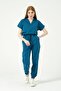Turquoise Lycra Scrubs Cargo Pocket Jogger Leg Doctor Nurse Uniform Bat Sleeve Set Unisex - 5