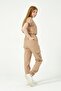 Beige Lycra Scrubs Cargo Pocket Jogger Leg Doctor Nurse Uniform Bat Sleeve Set Unisex - 6