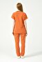 Salmon Lycra Scrubs Cargo Pocket Doctor Nurse Uniform Bat Sleeve Set Unisex - 4