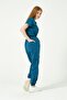 Turquoise Lycra Scrubs Cargo Pocket Jogger Leg Doctor Nurse Uniform Bat Sleeve Set Unisex - 6