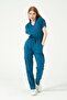 Turquoise Lycra Cargo Pocket Doctor Nurse Uniform Single Bottom Unisex - 7