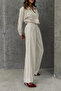 Beige Rope Tassel Designed Premium Linen Set - 2