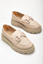 Women's Skin Polka Dot Perforated Thick Poly Sole Loafer with Buckle on the Front