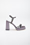 women's pointed platform high thick heeled evening shoes with stones - 4