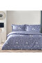 Cotton Satin Jeanne Blue Double Duvet Cover Set 100% Cotton
