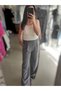 Women's Elastic Waist Loose Light Gray Seasonal Palazzo Wide Leg Trousers - 3