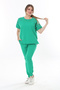 Women's Large Size Green Stone Detailed Short Sleeve Sweatshirt Pants Set 65N37702 - 5