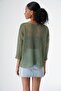 Women's V-Neck Shaped Transparent Knit Blouse Green 24S154 - 4