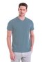 Indigo Plain Regular Fit 100% Cotton V-Neck T-Shirt - 3