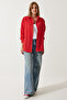 Women's Mid-Red Oversized Long Basic Shirt DD00842 - 3