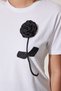 Women's White Flower Detailed Cotton Oversize T-Shirt NJ00147 - 4