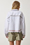 Women's White Embroidered Tasseled Oversize Denim Jacket SA00018 - 8