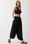 Women's Black Pleated Comfortable Modal Shalwar Trousers DD01313 - 3