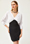 Women's Black Top Poplin Zippered Back Mini Stylish Dress ELB-19002128 - 3