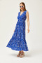 Women's Cobalt Blue Double Breasted Collar Patterned Maxi Knitted Dress ELB-19002125 - 4