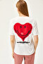 Women's Ecru Front Back Heart Printed T-Shirt TSH-19000806 - 4