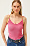 Women's Fuchsia Chain Garnished Ottoman Blouse BLZ-19002592 - 3