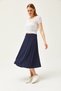 Women's Navy Blue Elastic Waist Flowing Twist Skirt ETK-19000258 - 4