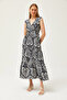 Women's Shawl Black Double Breasted Collar Patterned Maxi Knitted Dress ELB-19002125 - 2