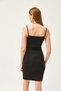 Women's Black Strap Waist Belt Detailed Knitted Dress ELB-19002118 - 6