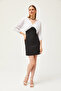 Women's Black Top Poplin Zippered Back Mini Stylish Dress ELB-19002128 - 2