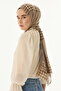 Tulip Leaf Pattern Beige-Mink Cotton Shawl - 6