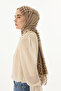 Tulip Leaf Pattern Beige-Mink Cotton Shawl - 4