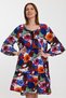 Women's White Three-Quarter Sleeve Floral Print Oversize Loose Midi Dress - 5