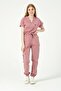 Dusty Rose Lycra Scrubs Cargo Pocket Jogger Leg Doctor Nurse Uniform Bat Sleeve Set Unisex - 6