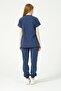 Storm Blue Lycra Scrubs Cargo Pocket Jogger Leg Doctor Nurse Uniform Bat Sleeve Set Unisex - 4
