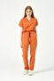 Salmon Lycra Scrubs Cargo Pocket Doctor Nurse Uniform Bat Sleeve Set Unisex - 5